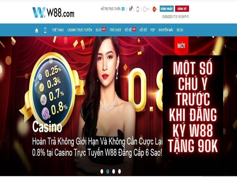 Điều kiện đăng ký W88 tặng 90k