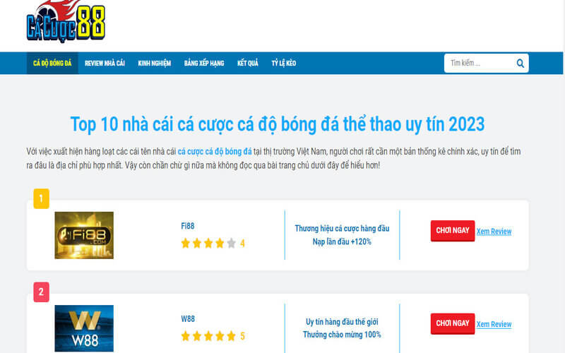 Đây là top những nhà cá cá cược thể thao uy tín nhất trong năm 2023