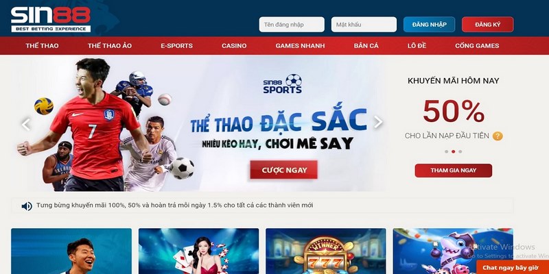 Thế giới cá độ thể thao online ngay trong tầm tay tại SIN88